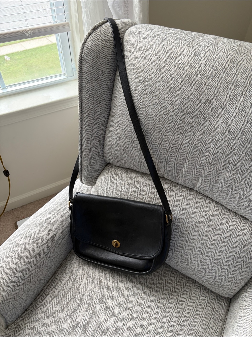 Classic Black Leather Shoulder Bag